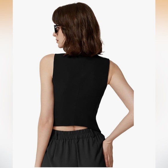 Womens V Neck Vest Top Sleeveless Button Down Fully Lined Solid Going Out NWT S - Picture 3 of 5